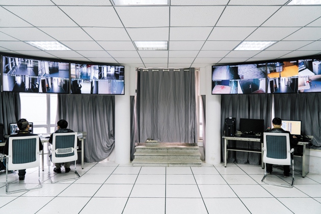 The central monitor room at the China National Laboratory for Biological Safety