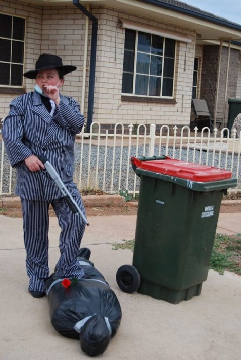 Australians dress up to take out trash People in Australia dress up to take out trash and quarantine fun