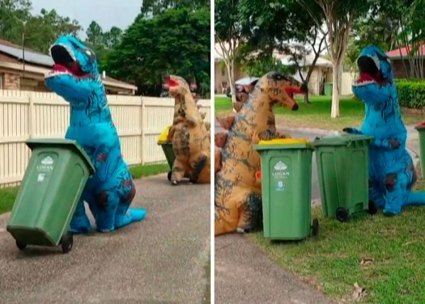 Australians dress up to take out trash People in Australia dress up to take out trash and quarantine fun