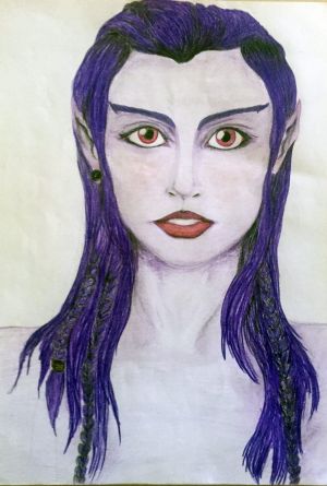 A drawing by Lea Kapiteli, 22, of an ET she says she met.