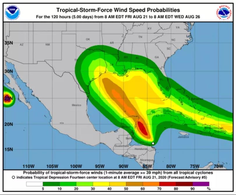 Double hurricane could hit Gulf of Mexico.  The first in history