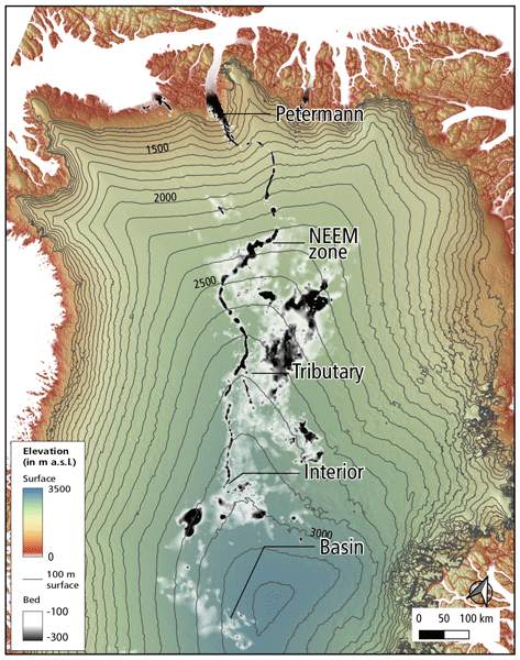 A mysterious "dark river" flows for 1,000 km under Greenland 44 Dark River.
