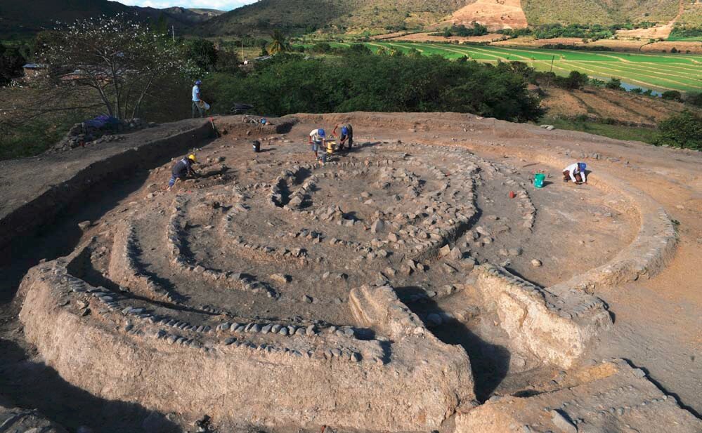 Spiral excavations in the city of Montegrande civilization